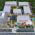 Modern Industrial Factory Complex With Multiple Buildings Landscaped Green Spaces And Parking Lots