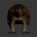 Realistic Ankylosaurus Dinosaur Model With Armored Skin Red Spots And Red Eyes