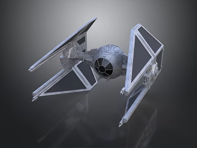 Futuristic TIE Starfighter 3D Model With Detailed Wings And Engine Design 3d model