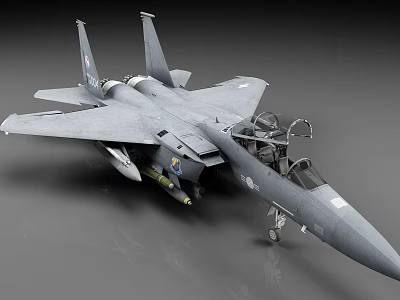 Gray Fighter Jet Featuring Twin Engines Open Cockpit And Mounted Weapons On Wings 3d model