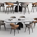 Modern Dining Table and Chair Combination Long Table 3d model
