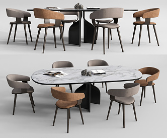 Modern Dining Table and Chair Combination Long Table 3d model