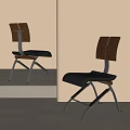 Modern Dining Chair With Wooden Backrest Leather Seat And Metal Legs