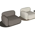Modern Single Sofa Grey And Beige Fabric With Round Base And Comfortable Design 3d model