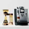 Stylish Kitchen Coffee Appliances With Glass Gold Drip Maker And Automatic Espresso Machine 3d model