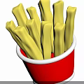Crispy Golden French Fries in Red Paper Cup with White Rim
