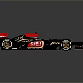 Renault Formula Race Car Black Red Gold Livery With Clear Total ESPN Logos Streamlined Design