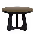 Modern Round Dining Table With Brown Tabletop And Stylish Black Legs Design 3d model