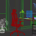 Ergonomic Mesh Office Chair In Bright Public Workspace With Desk Lamp Monitor And Green Plants