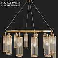 Elegant Golden Metal Frame Chandelier With Transparent Glass Columns Hanging Design