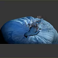 Blue Garbage Bag For Everyday Household Use With Tied Knot And Secure Closure