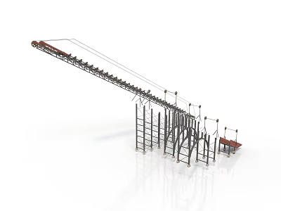 Industrial Conveyor Belt System With Heavy Duty Support Frames And Transport Mechanism Structure 3d model