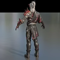 Game And Movie Character With White Hair Red Markings Black Outfit And Red Spikes