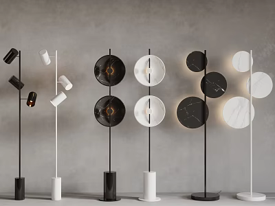 Modern Floor Lamps In Black And White With Unique Designs 3d model