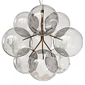Modern Transparent Glass Balls Chandelier With Golden Metal Frame And Elegant Hanging Structure