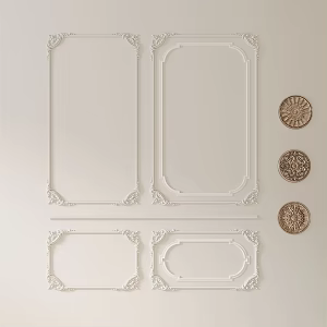 European-style plaster line carved 3d model