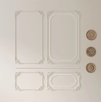 European-style plaster line carved 3d model