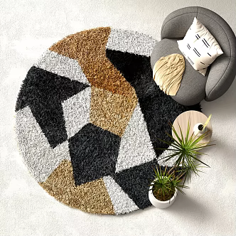 Modern round carpet plush carpet decoration 3d model