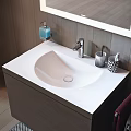 Modern Wooden Bathroom Cabinet With Tall Cabinet And Mountain View Mirror