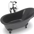 Elegant Black Freestanding Bathtub With Claw Feet And Classic Faucet Design