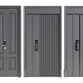Gray Security Doors With Various Panel Designs Secure Locks And Metal Handles 3d model