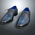 Black Polished Leather Formal Lace Up Shoes With Blue Inner Lining For Elegant Business Attire