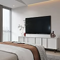 Modern Bedroom Interior Design With Large Bed Accent Chair And Decorative Painting