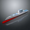 Modern Naval Ship 3D Model With Sleek Design Red Bottom And Gray Hull 3d model