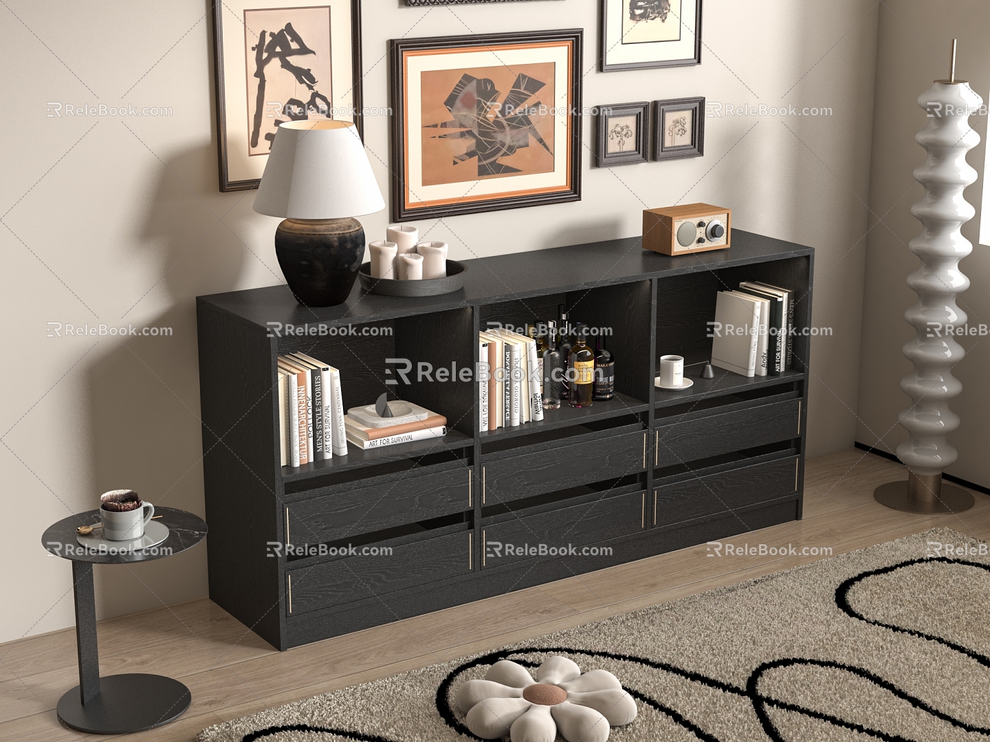 Middle Style Bookcase 3d model