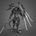Mechanical Character Biomechanical Creature With Intricate Armor Sharp Blades And Detailed Design