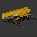 Yellow Truck Mounted Crane With Extended Boom And Outriggers On Black Surface 3d model