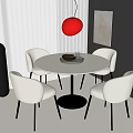 Modern round dining table and chair combination 3d model