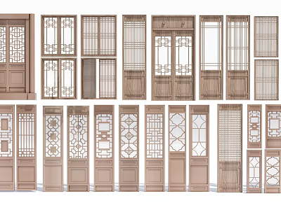 Chinese Traditional Wooden Doors With Intricate Lattice Patterns And Various Styles 3d model