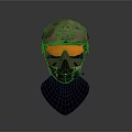 Tactical Military Weapon Helmet With Camouflage Design Orange Goggles And Face Mask
