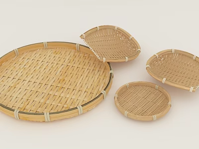 Bamboo Woven Tableware Set With Various Sizes 3d model
