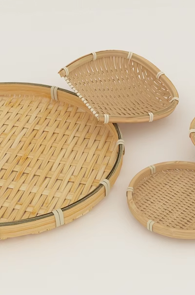 Bamboo Woven Tableware Set With Various Sizes 3d model