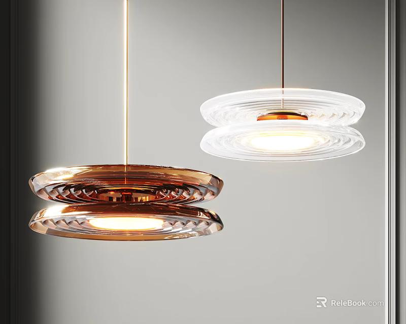 Modern Double Layered Glass Pendant Lights With Amber And Clear Design For Minimalist Interior 3d model 