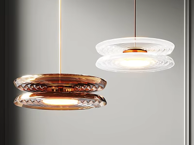 Modern Double Layered Glass Pendant Lights With Amber And Clear Design For Minimalist Interior 3d model