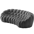 Modern Grey and Green Curved Multi Person Sofa with Tufted Design 3d model