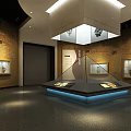 Cultural Center Exhibition Hall With Glass Display Cases Ancient Relics And Wall Exhibits