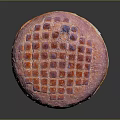 Round Bread With Grid Pattern And Pink Orange White Sugary Surface On Reflective Black Background 3d model