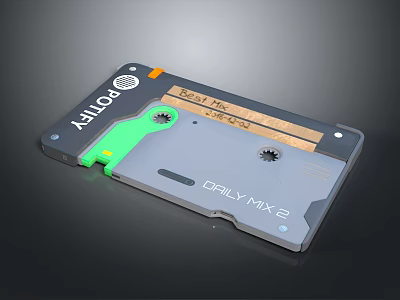 POLITY Label Daily Mix 2 Cassette Tape Electronic Device with Green Gray Design 3d model
