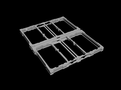 Suspended Ceiling Metal Framework Structure with Grid Design and Installation Components 3d model
