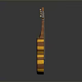 Ornate Acoustic Guitar With Striped Orange Yellow Finish And Intricate Carved Patterns