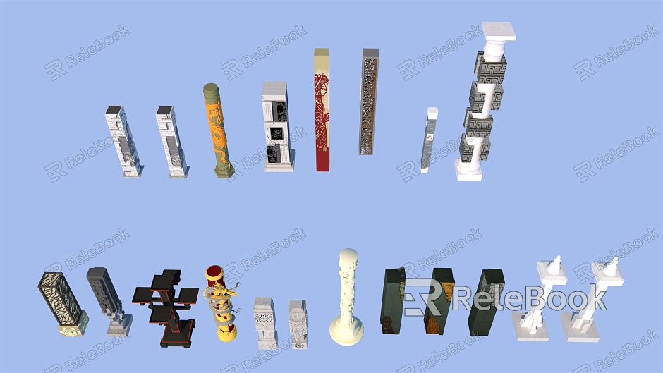 New Chinese Style Column Landscape Column Hua Table Column Panlong Column model