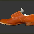 Classic Orange Leather Lace Up Dress Shoes With Brown Sole And Shiny Finish