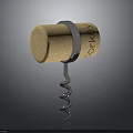 Modern Corkscrew With Corkey Cork Top Metal Ring And Spiral Design 3d model