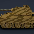 Military Tank With Camouflage Pattern Turret Gun Barrel And Tracks