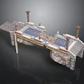 Classical Architectural Model With Stone Columns Tiled Floor And Detailed Structure
