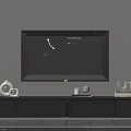 Modern TV Stand With Flat Screen TV Decorative Vase And Books